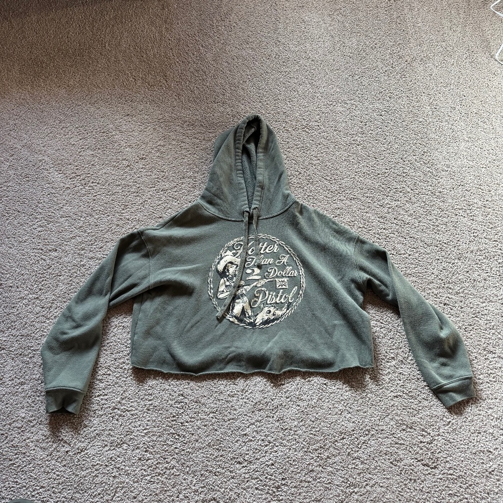 Western Graphic Cropped Hoodie – Women’s L